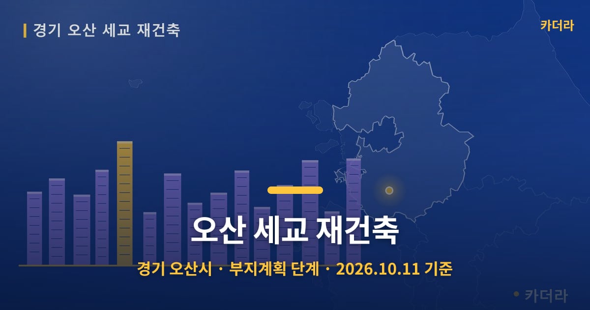 오산 세교 재건축 · 경기 오산시 소재 · 부지계획 단계 · 2026.10.11 기준 요약 이미지