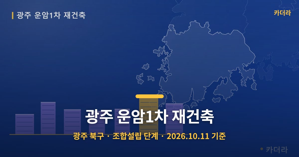 광주 운암1차 재건축 · 광주 북구 소재 · 조합설립 단계 · 2026.10.11 기준 요약 이미지