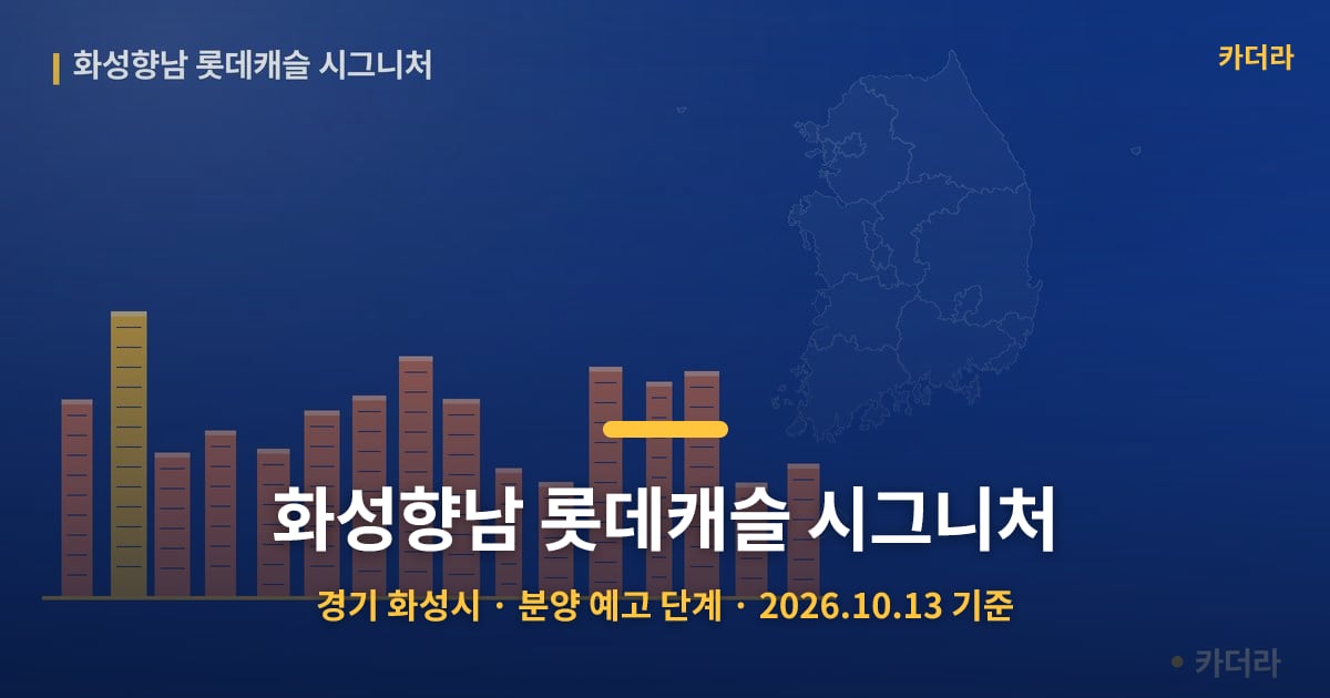 화성향남 롯데캐슬 시그니처 · 경기 화성시 소재 · 분양 예고 단계 · 2026.10.13 기준 요약 이미지