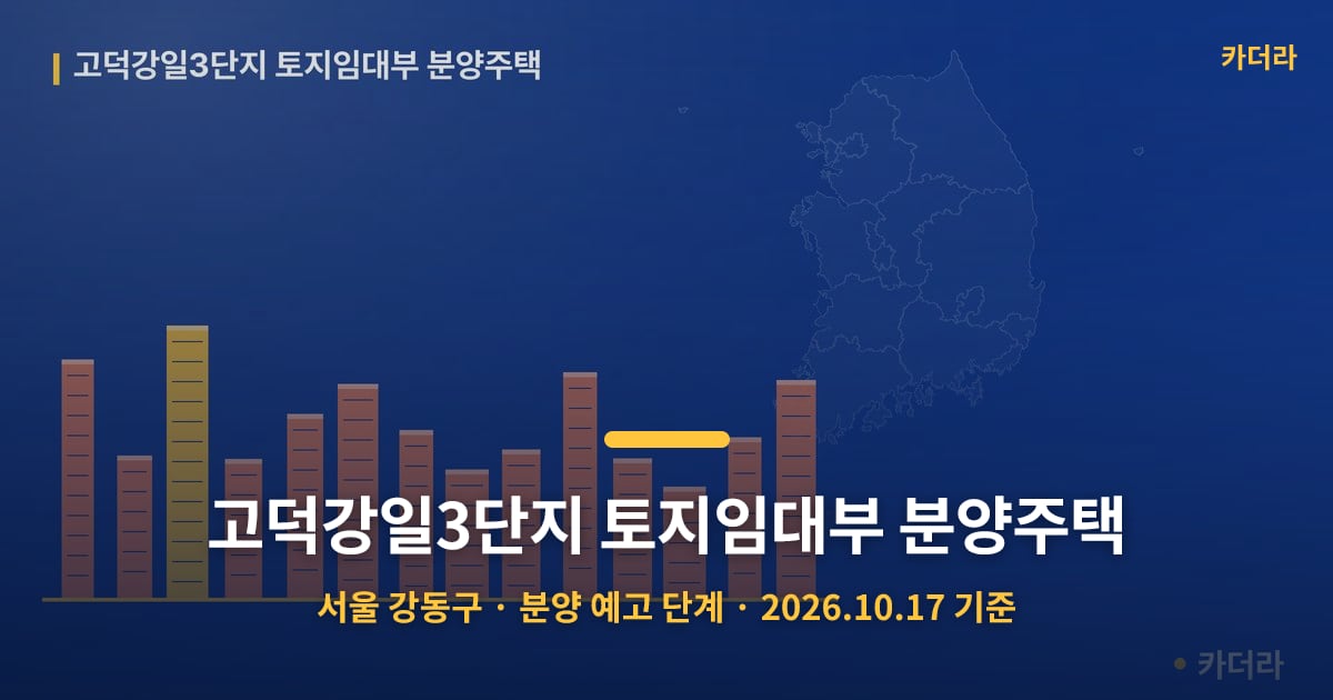 고덕강일3단지 토지임대부 분양주택 · 서울 강동구 소재 · 분양 예고 단계 · 2026.10.17 기준 요약 이미지