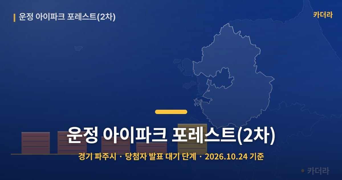운정 아이파크 포레스트(2차) · 경기 파주시 소재 · 당첨자 발표 대기 단계 · 2026.10.24 기준 요약 이미지