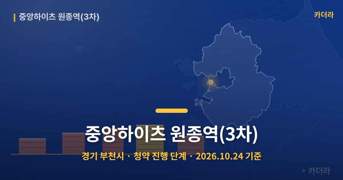 중앙하이츠 원종역(3차) · 경기 부천시 소재 · 청약 진행 단계 · 2026.10.24 기준 요약 이미지