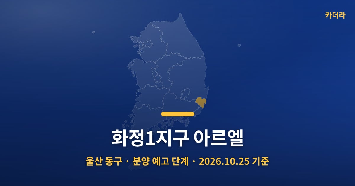 화정1지구 아르엘 · 울산 동구 소재 · 분양 예고 단계 · 2026.10.25 기준 요약 이미지