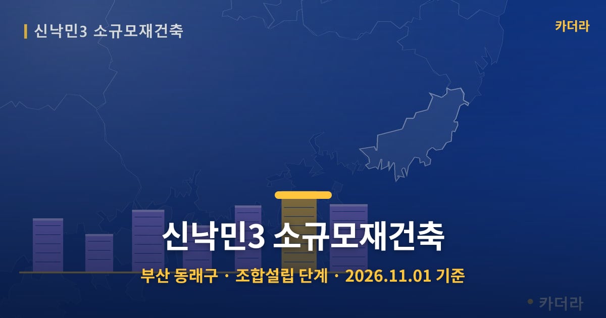 신낙민3 소규모재건축 · 부산 동래구 소재 · 조합설립 단계 · 2026.11.01 기준 요약 이미지