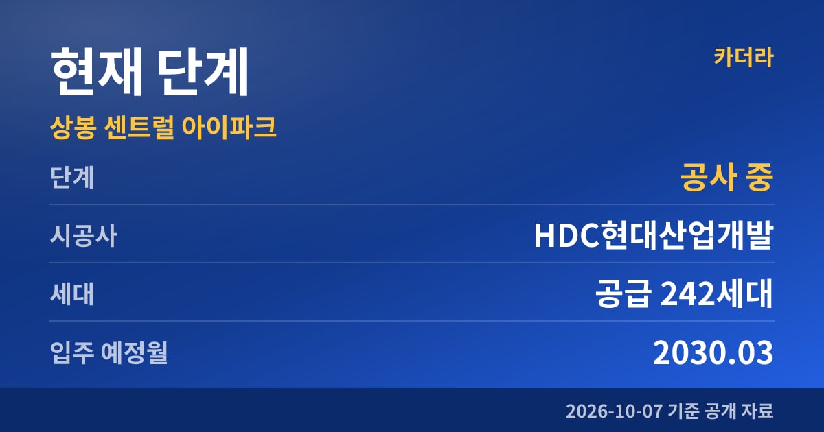 상봉 센트럴 아이파크 현재 단계
