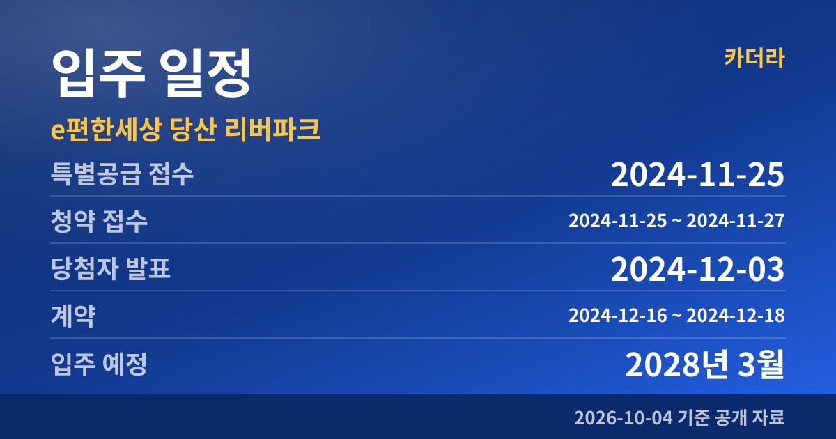 e편한세상 당산 리버파크 입주 일정
