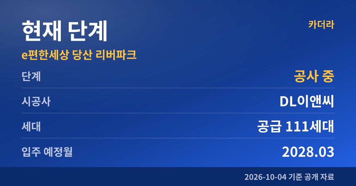 e편한세상 당산 리버파크 현재 단계