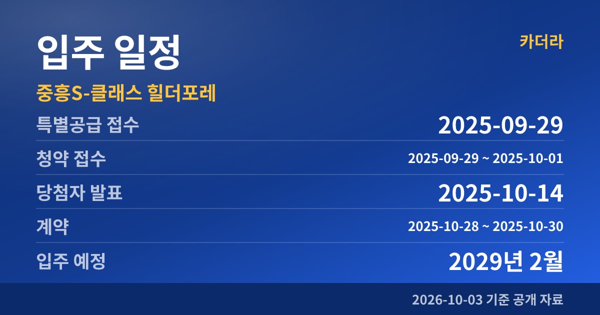 중흥S-클래스 힐더포레 입주 일정