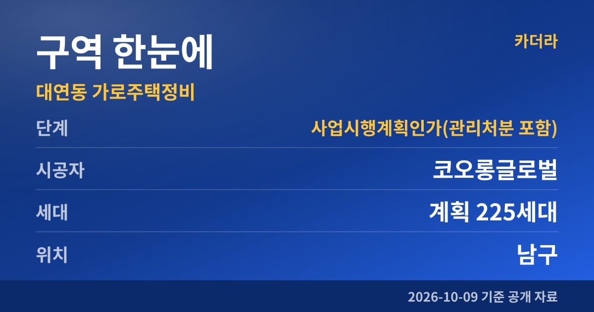 부산 남구 대연동 가로주택정비 구역 한눈에