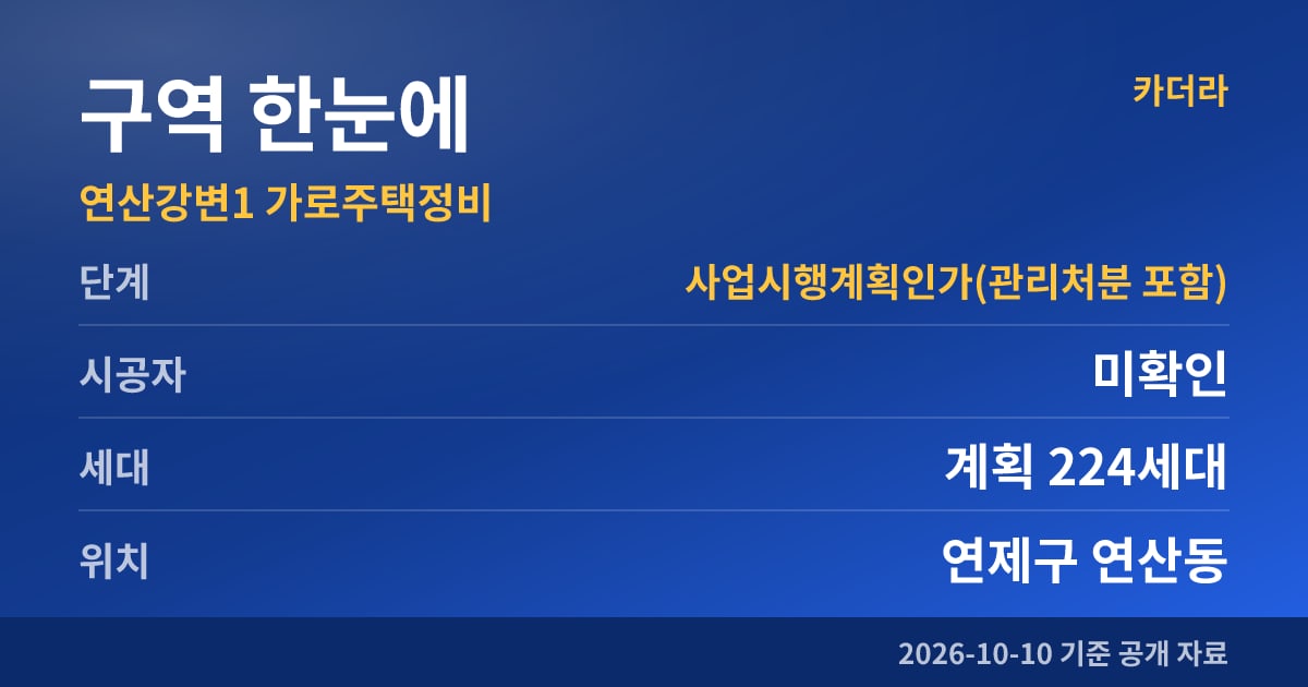 부산 연제구 연산강변1 가로주택정비 구역 한눈에