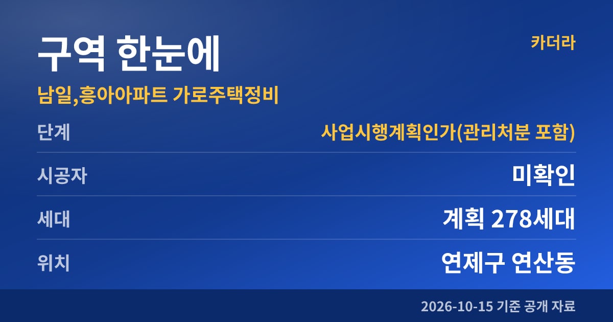 부산 연제구 남일,흥아아파트 가로주택정비 구역 한눈에