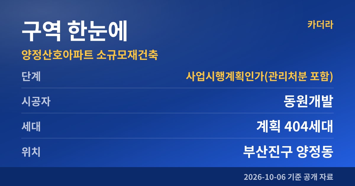 부산진구 양정산호아파트 소규모재건축 구역 한눈에