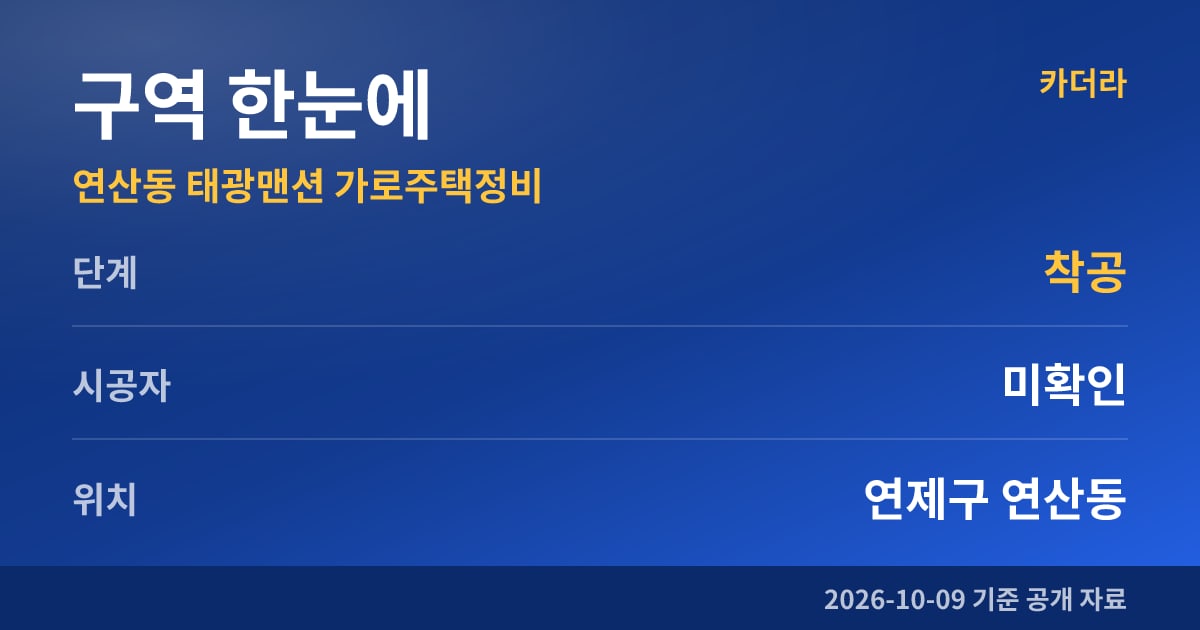 부산 연제구 연산동 태광맨션 가로주택정비 구역 한눈에
