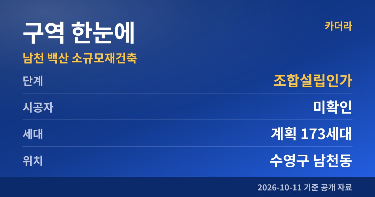 부산 수영구 남천 백산 소규모재건축 구역 한눈에