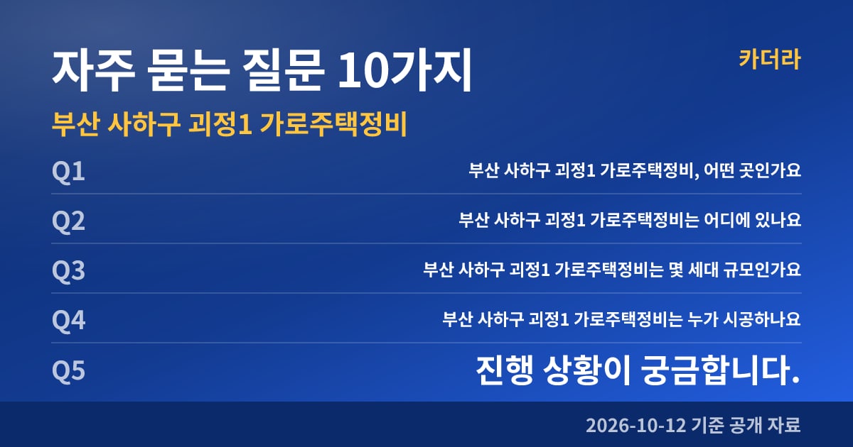 부산 사하구 괴정1 가로주택정비 자주 묻는 질문 10가지
