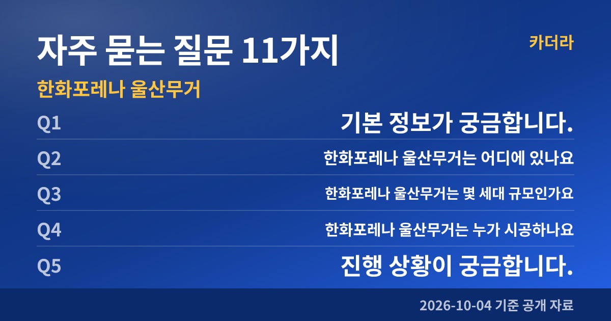 한화포레나 울산무거 자주 묻는 질문 11가지