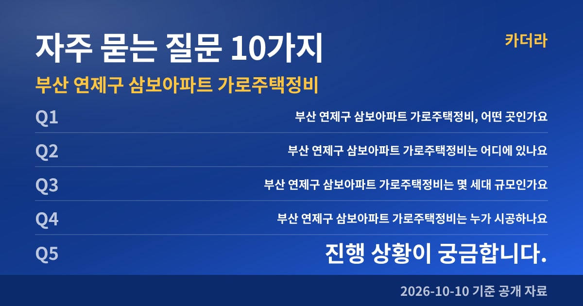 부산 연제구 삼보아파트 가로주택정비 자주 묻는 질문 10가지
