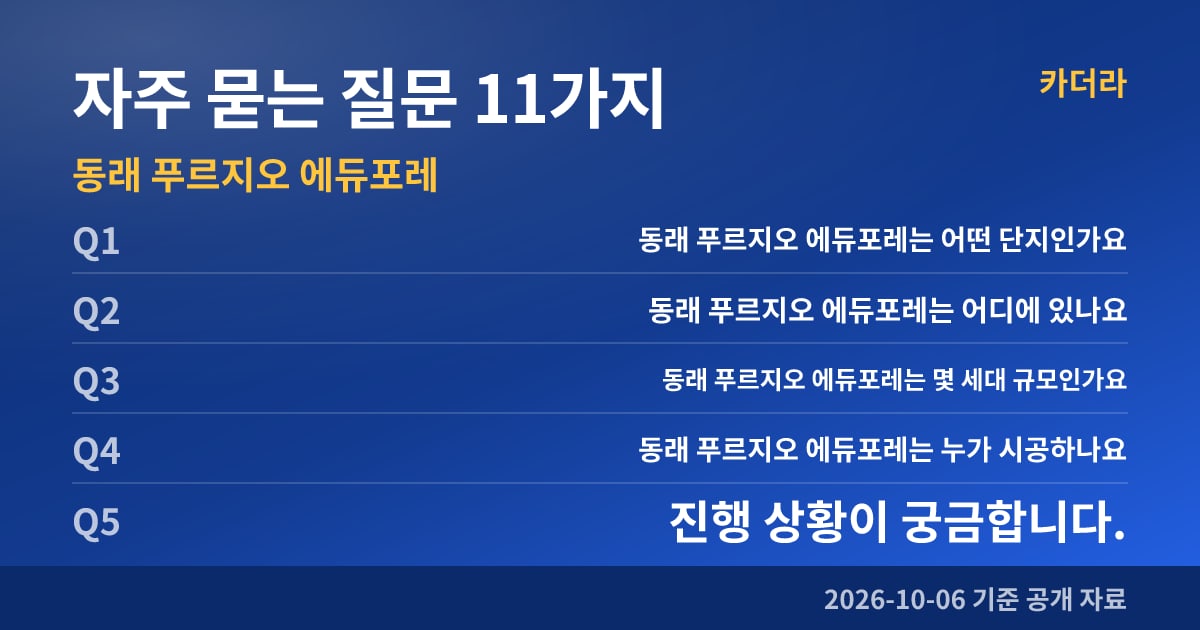 동래 푸르지오 에듀포레 자주 묻는 질문 11가지