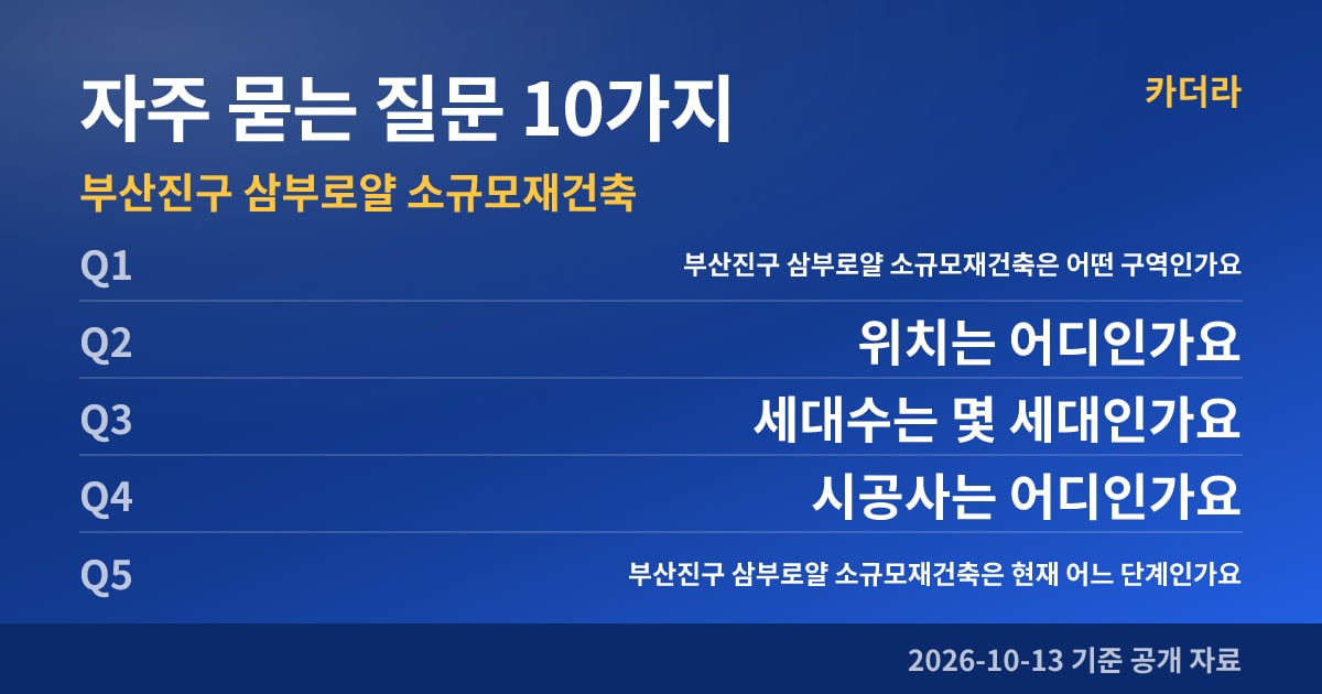부산진구 삼부로얄 소규모재건축 자주 묻는 질문 10가지