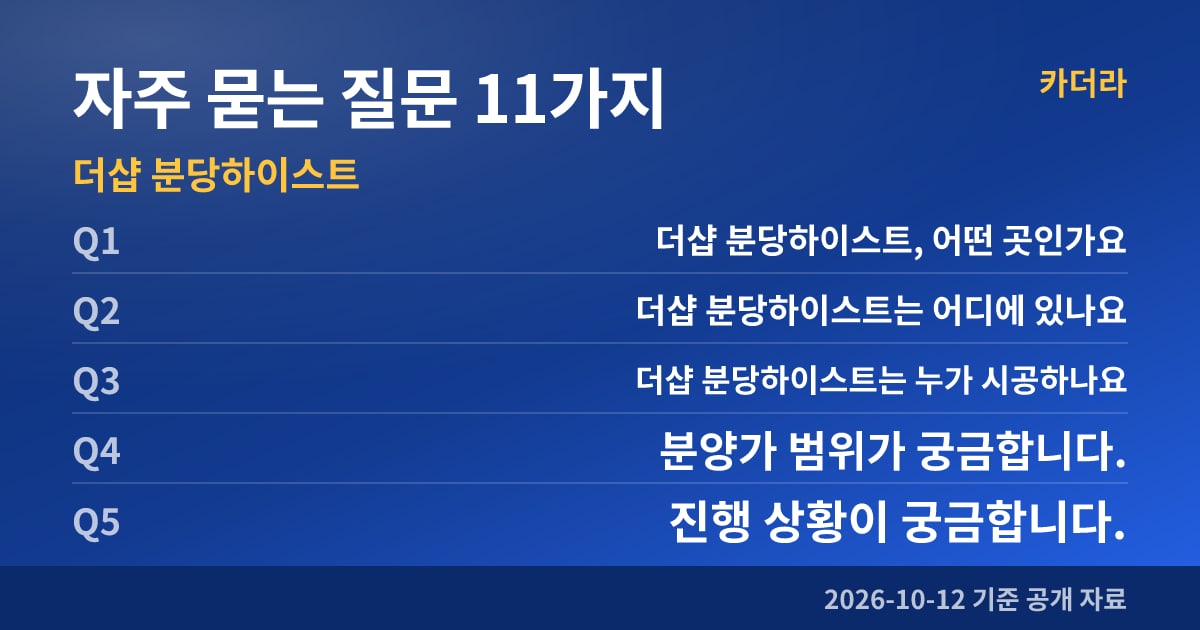 더샵 분당하이스트 자주 묻는 질문 11가지