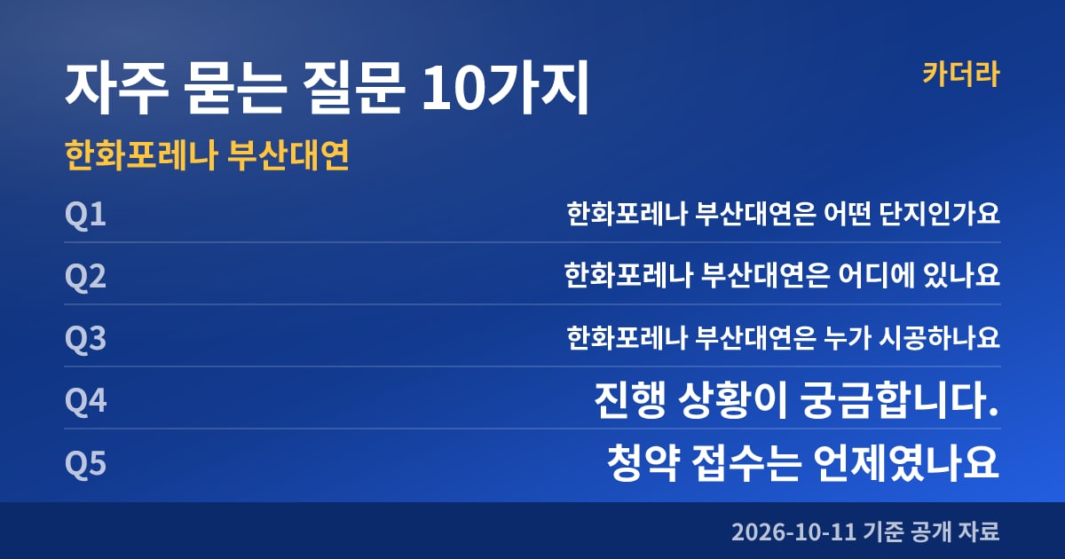 한화포레나 부산대연 자주 묻는 질문 10가지