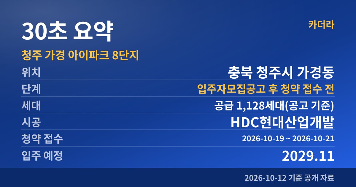청주 가경 아이파크 8단지 30초 요약