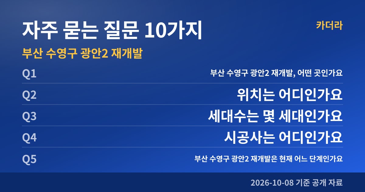 부산 수영구 광안2 재개발 자주 묻는 질문 10가지