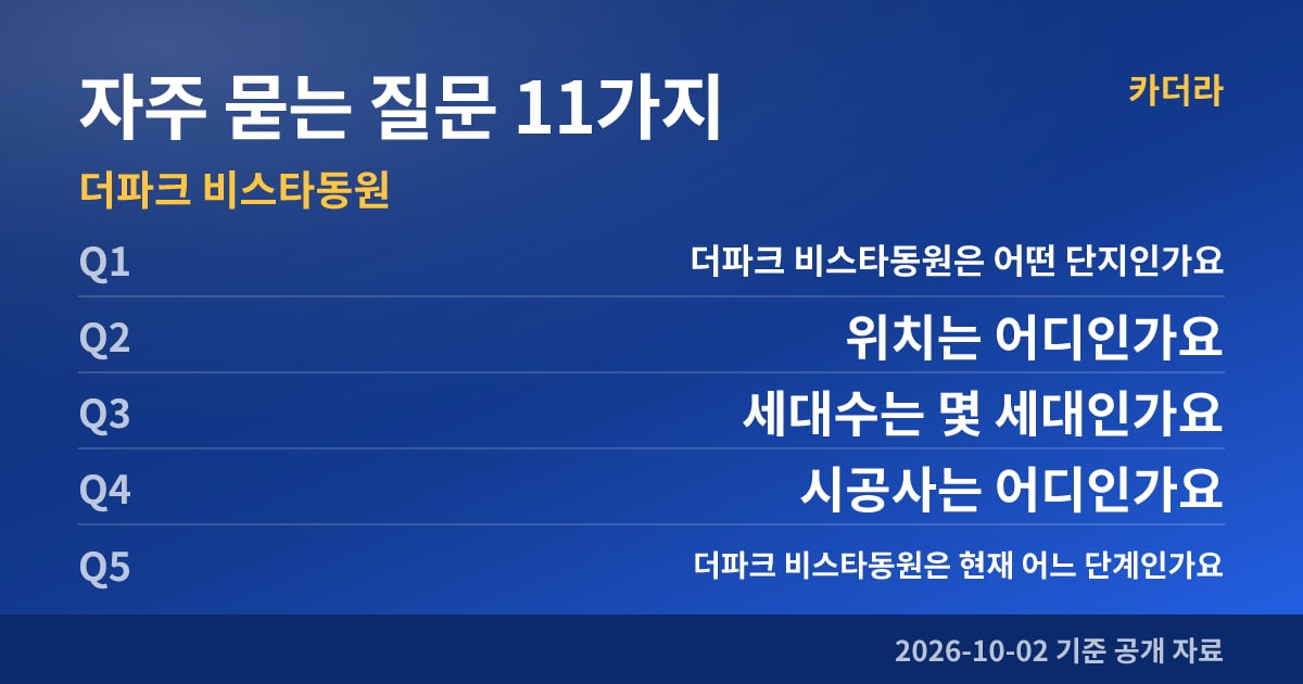 더파크 비스타동원 자주 묻는 질문 11가지