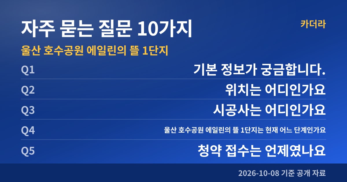 울산 호수공원 에일린의 뜰 1단지 자주 묻는 질문 10가지