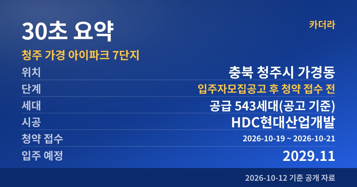 청주 가경 아이파크 7단지 30초 요약
