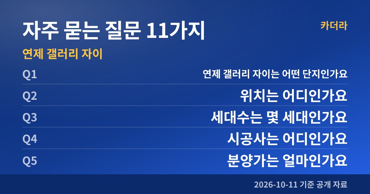 연제 갤러리 자이 자주 묻는 질문 11가지