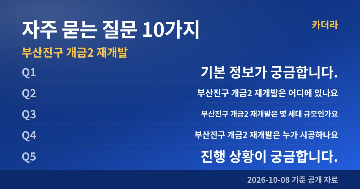 부산진구 개금2 재개발 자주 묻는 질문 10가지
