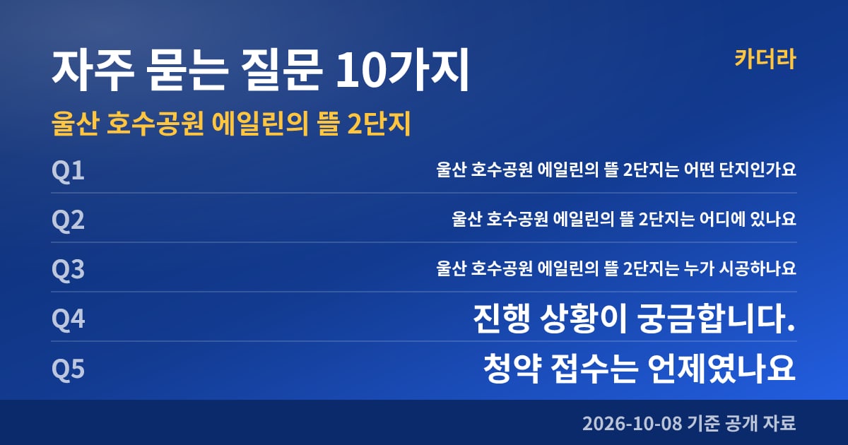 울산 호수공원 에일린의 뜰 2단지 자주 묻는 질문 10가지